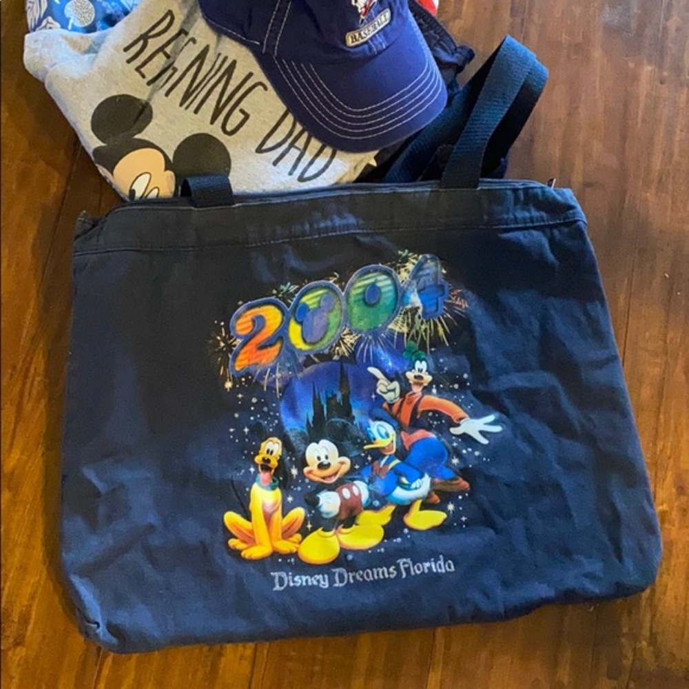 Disney Dreams Florida 2004 Tote Bag Mickey Donald Goofy Pluto Zip Reusable